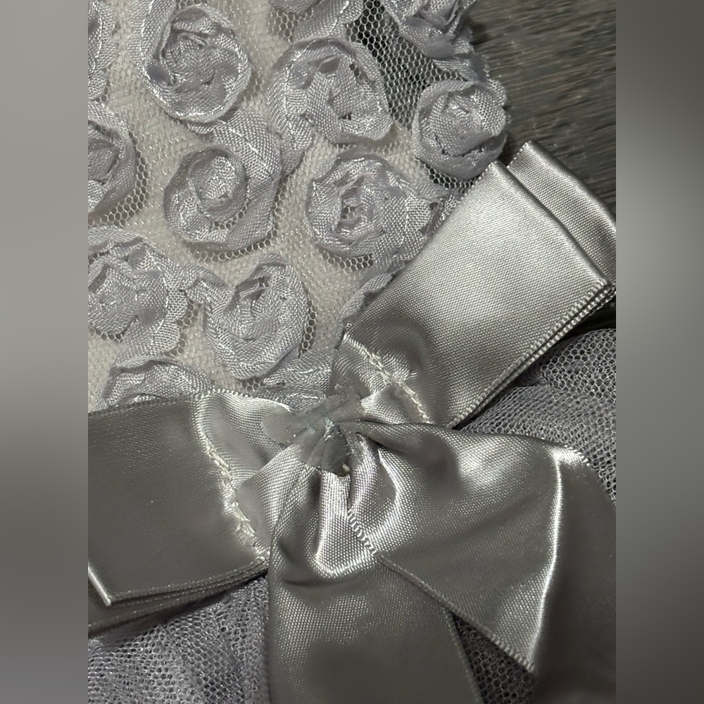 Olivia Rose Fancy Christmas Baby Dress onesie Grey Tulle size 3-6 months - Picture 3 of 5